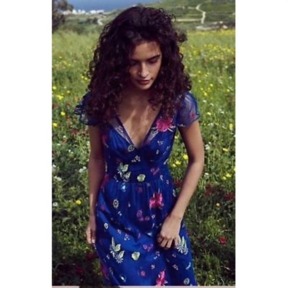 NEW Anthropologie Embroidered Topaz Dress - Picture 5 of 5